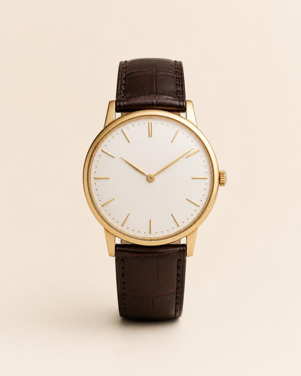 The Meridian, a yellow gold dress watch with an opaline dial